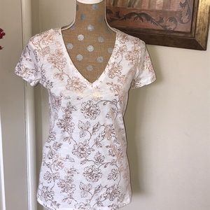 V-neck rose gold floral design